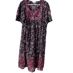 Only Necessities MuuMuu Women's 2X 26/28 Black Mixed Print Sweetheart Lounge
